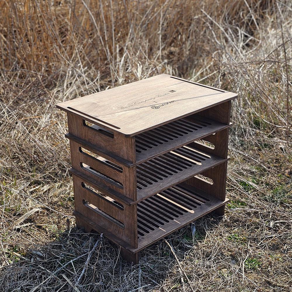 나스카피 멀티렉 550 캠핑 차박 사이드 수납 월넛 테이블