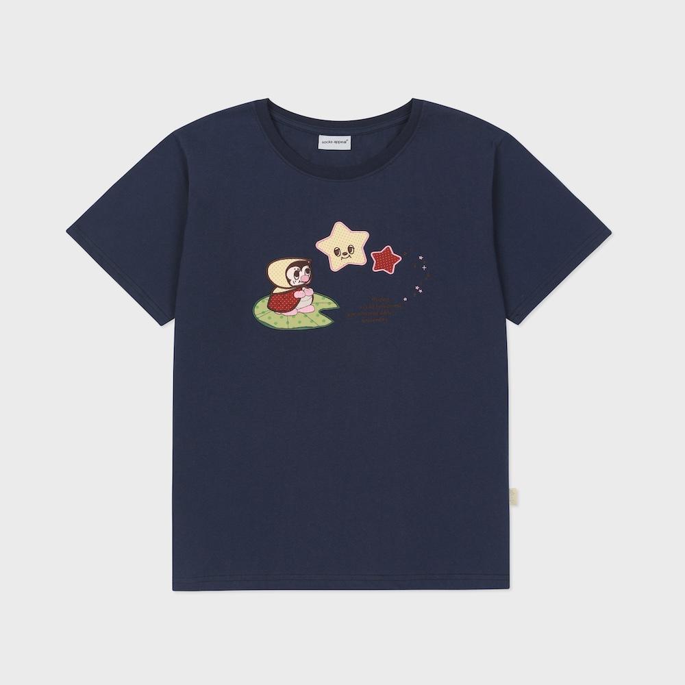 HM applique t shirt star ladybug fairy navy