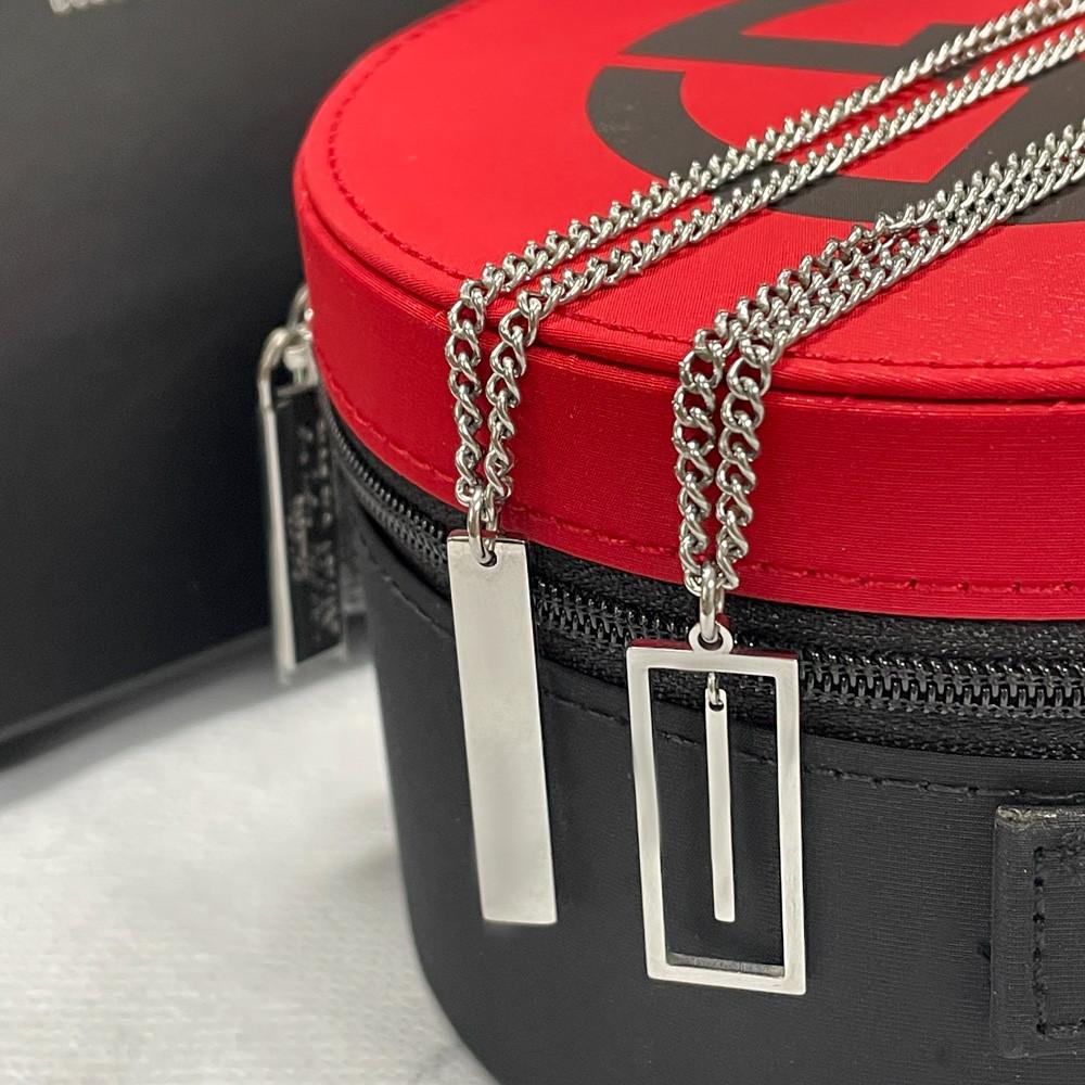 [어뮤즈링] 2type 기본 민자 펀칭사각 펜던트 심플 목걸이