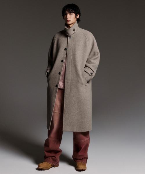 캐시미어 블렌드 오버사이즈 발마칸 코트 [모카]