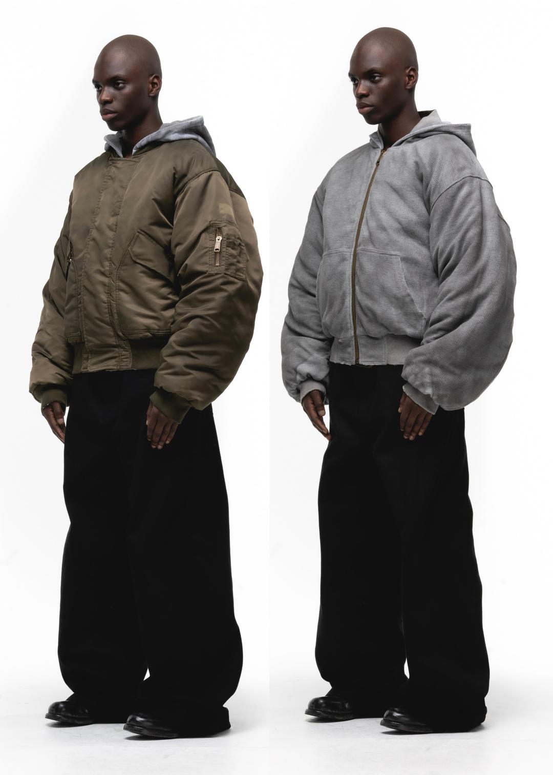 BASIC REVERSIBLE WAFFLE BOMBER GREEN - SMALL