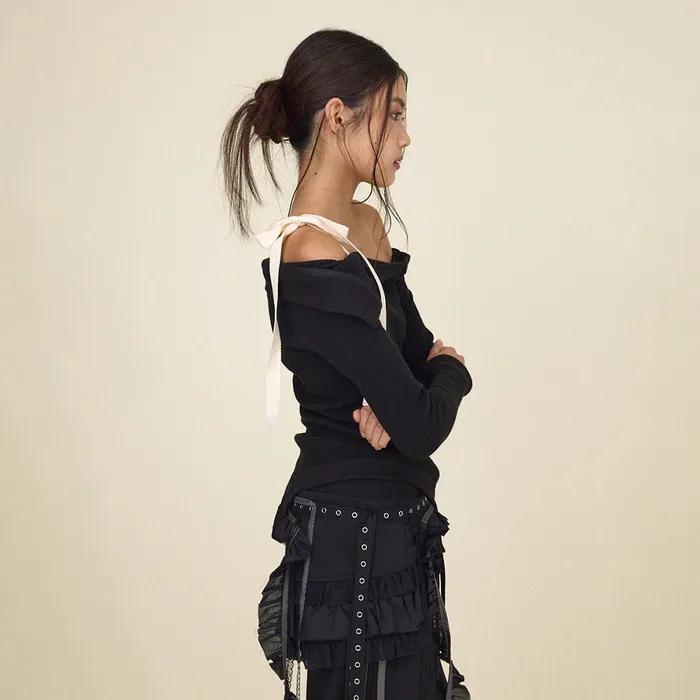 DEMI CUTOUT LONG SLEEVE (BLACK)