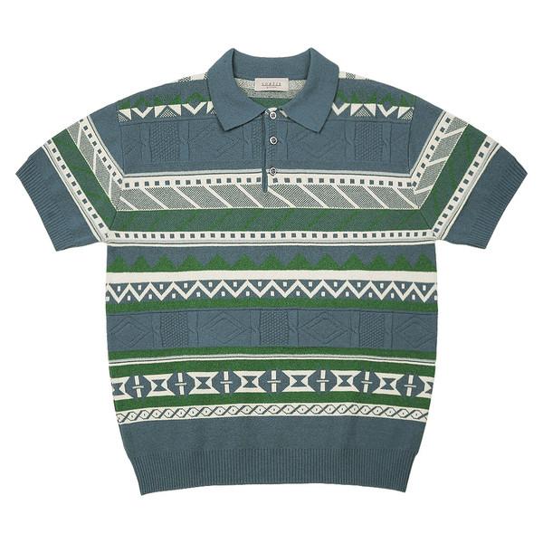 Jacquard Summer Polo Knit (Blue)