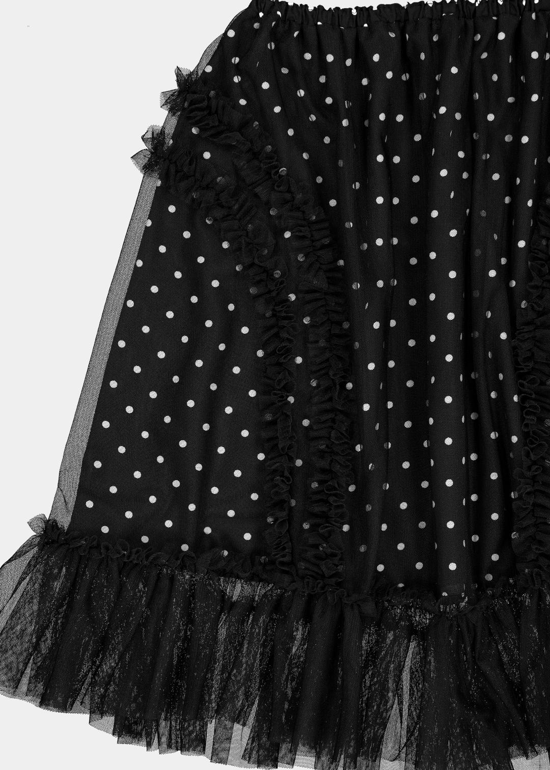 [GARAGE] BANDING RUFFLE SHA DOT SKIRT - BLACK (8차 재입고)