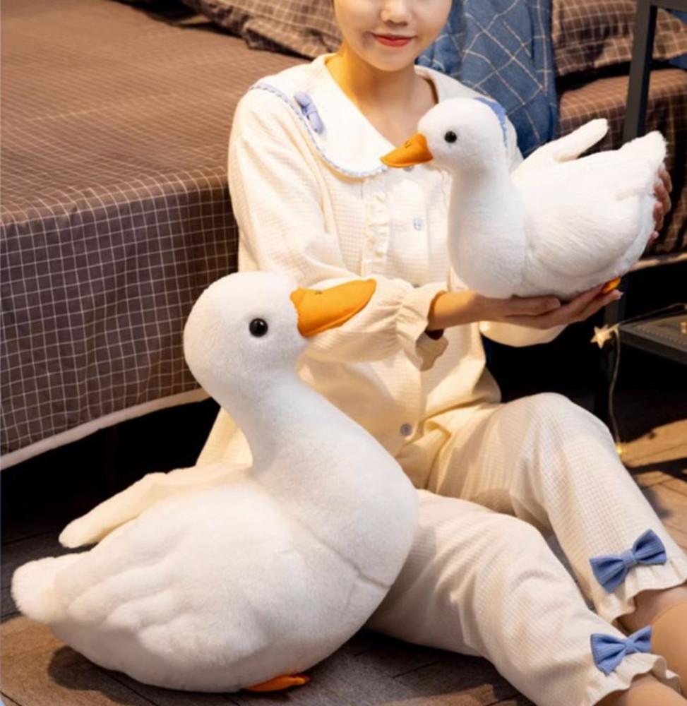 특이한 보송보송 오리 인형 새 조류 동물인형 선물