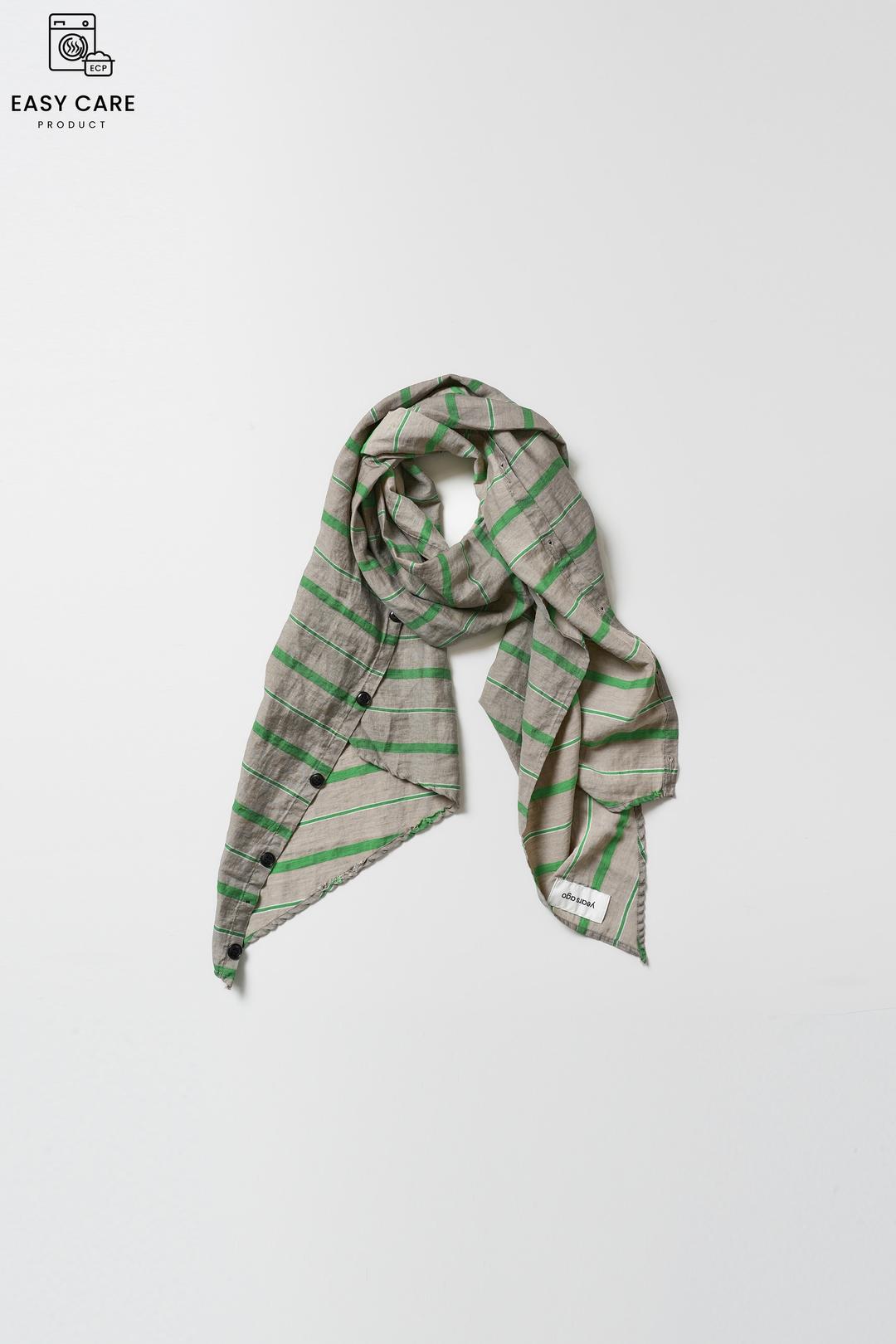 BEIGE GREEN 3 WAY BUTTON HOLE CAPE STOLE (ECP HAND WASH TEST)