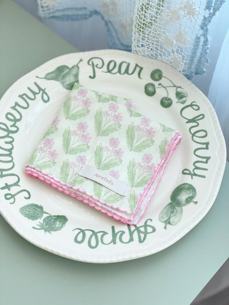 로즈베르데 손수건 순면 선물용 꽃무늬 목수건 스카프