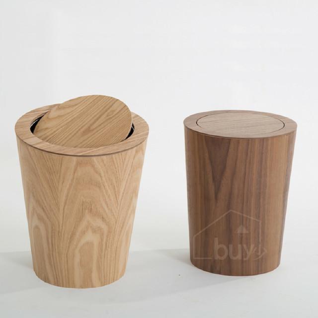 모던 심플 우드 원형 나무 휴지통 10종 C소형 원색 내통 미포함