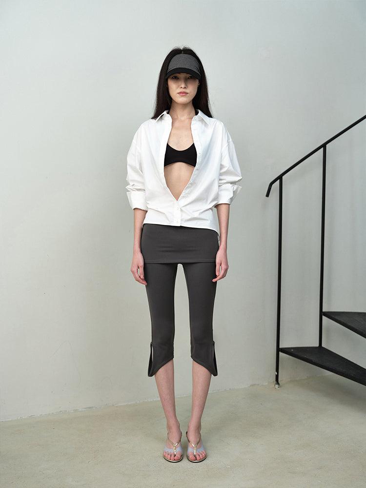 Structured Drop Shoulder Shirt - S / WHITE