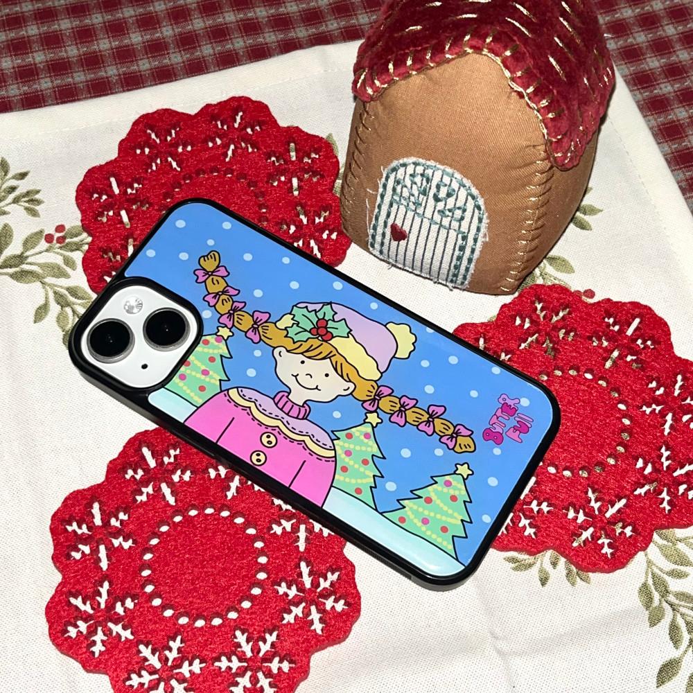 Winter Lily (pink sweater) 에폭시 케이스 아이폰15