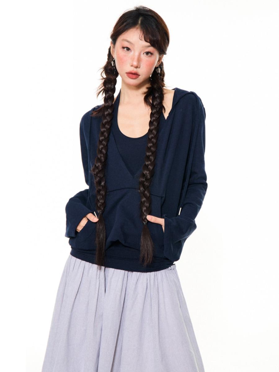 YOUNG STAGE Fake Two-piece Hoodie Long Sleeve