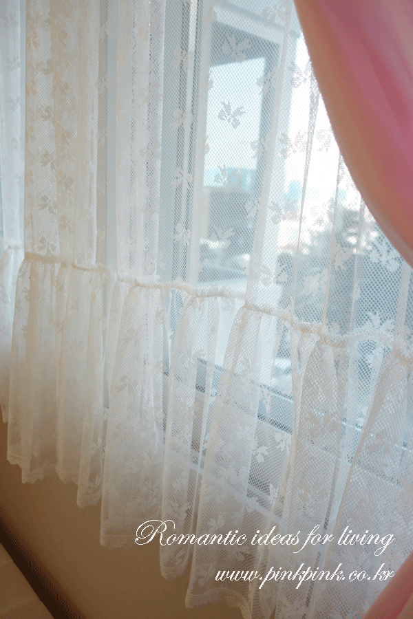 리본 프릴 레이스 커텐