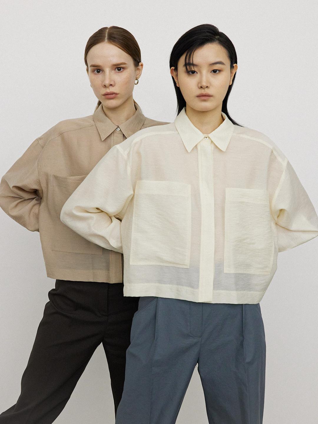 Wool crop shirt  [ Cream ]