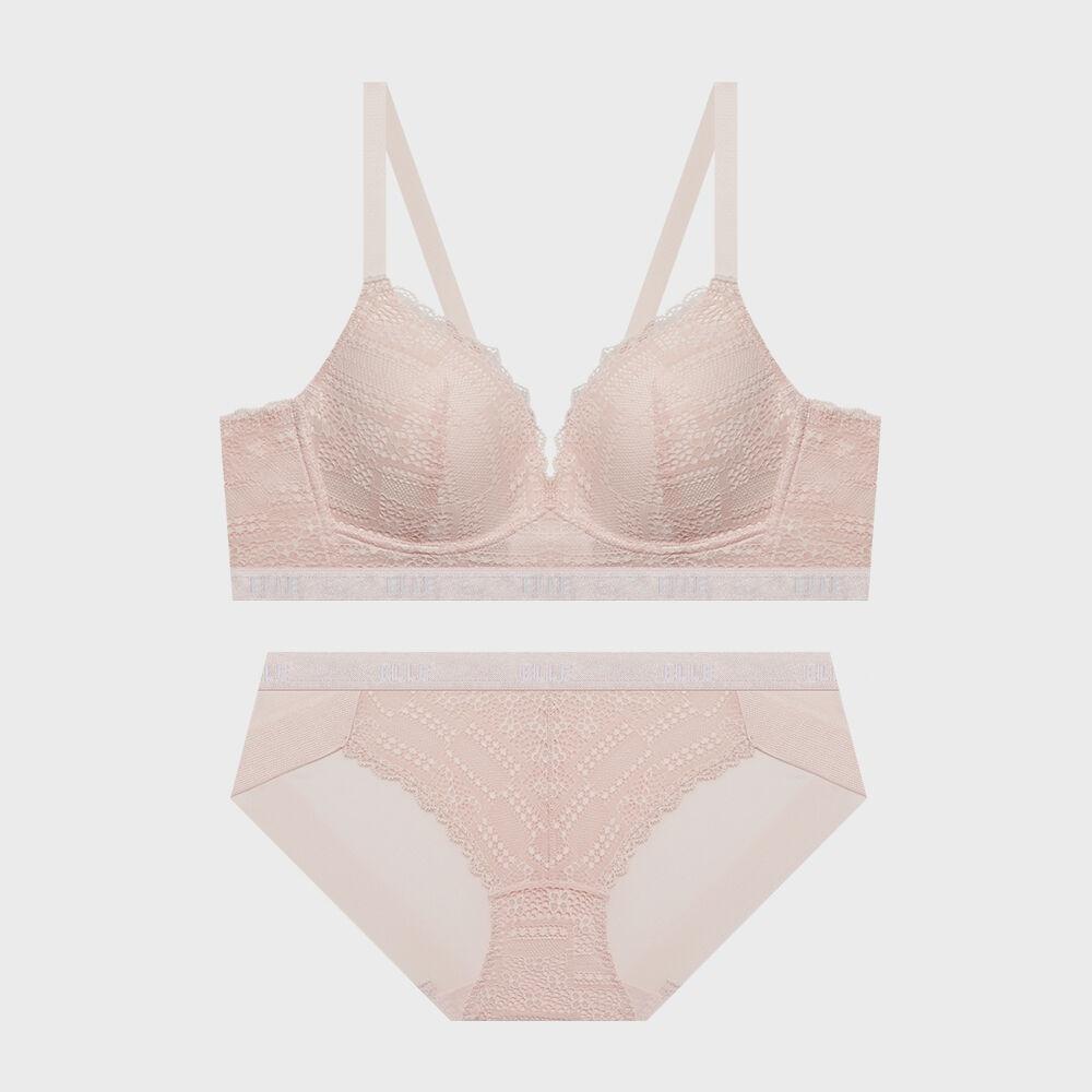 파스텔 글램밴드 레이스 브라 팬티 세트 - 라이트핑크