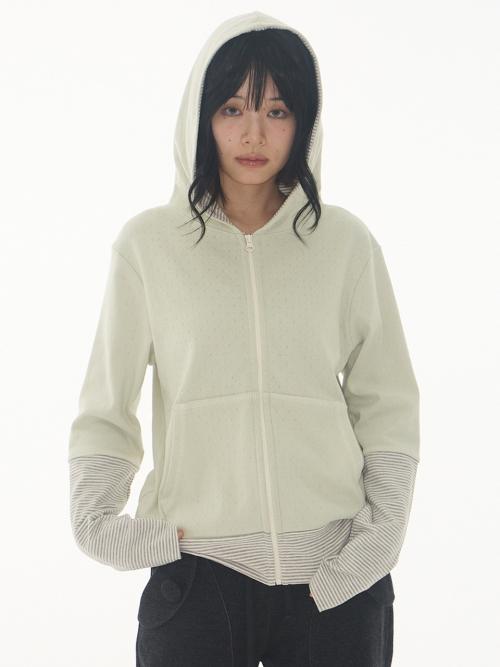 Milky Combi Hoodie Zip up Mint