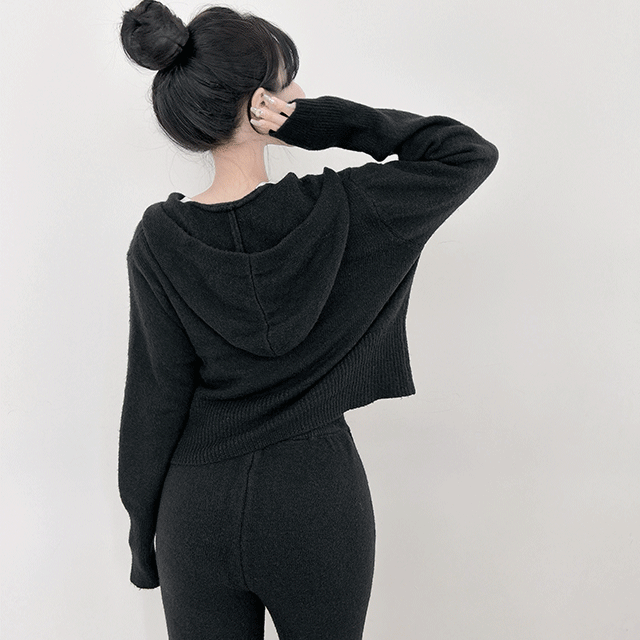 여유로운핏 투웨이 니트 후드 집업 팬츠 세트 3 CLRS