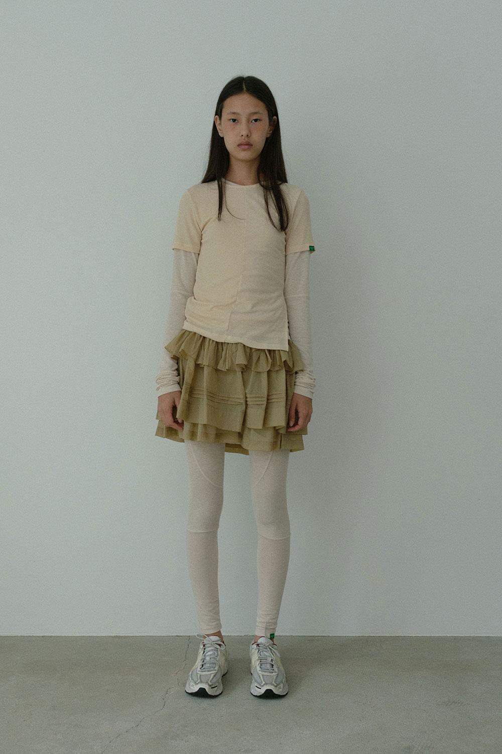 Washing frill mini skirt _ Mustard