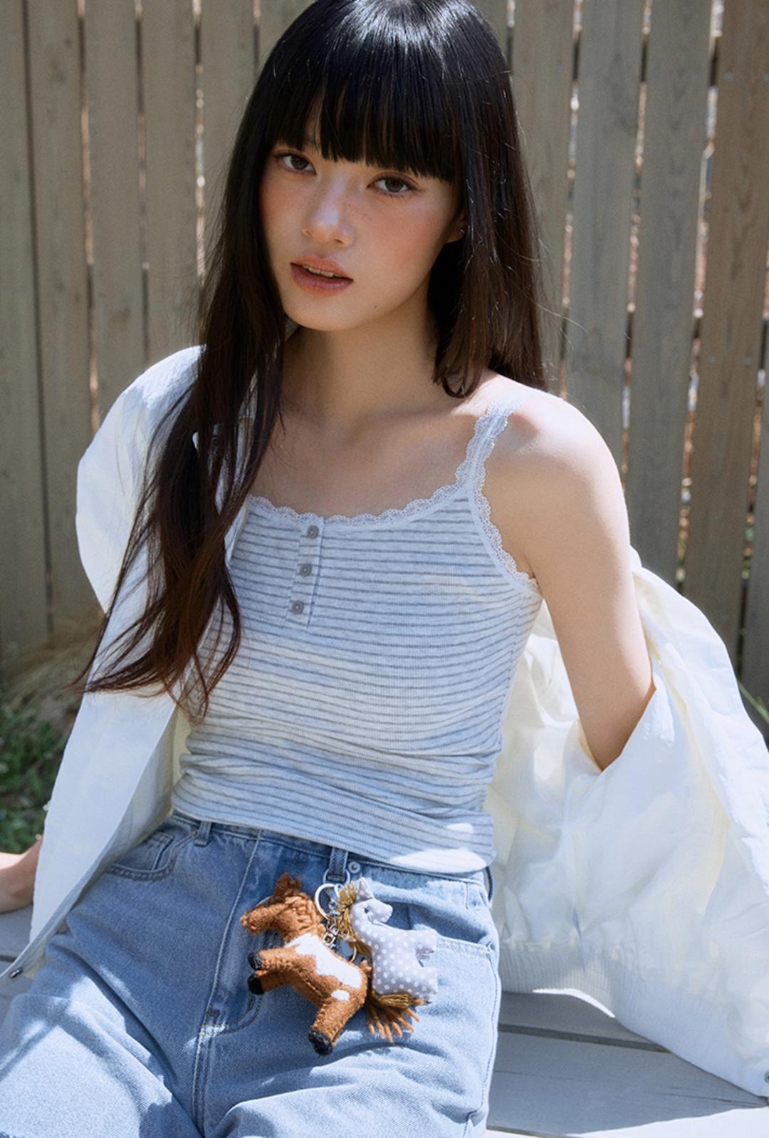 캡내장 스트라이프 슬리브리스_MIWHNG501A