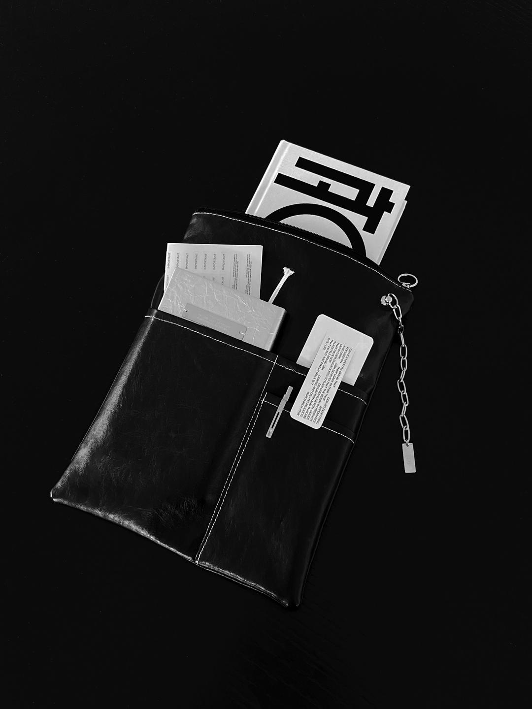 Leather Pocket Book Pouch - Black