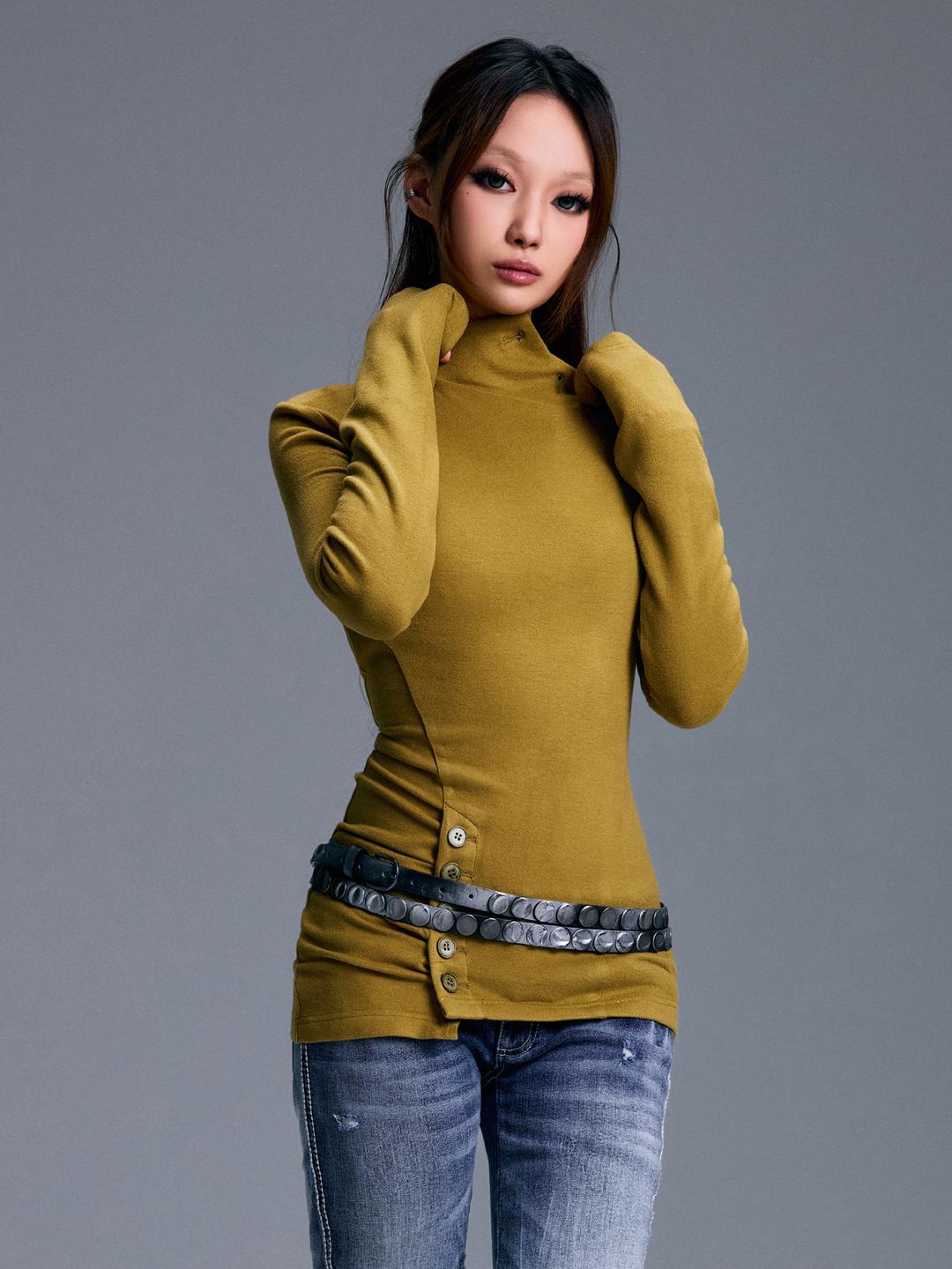 3MODE High-neck slim-fit long-sleeved t-shirt