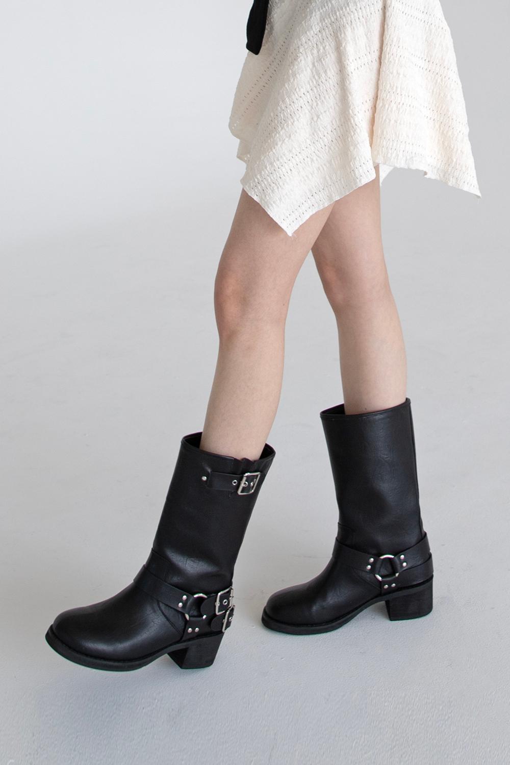 BUCKLE MIDI BOOTS(2COLORS)