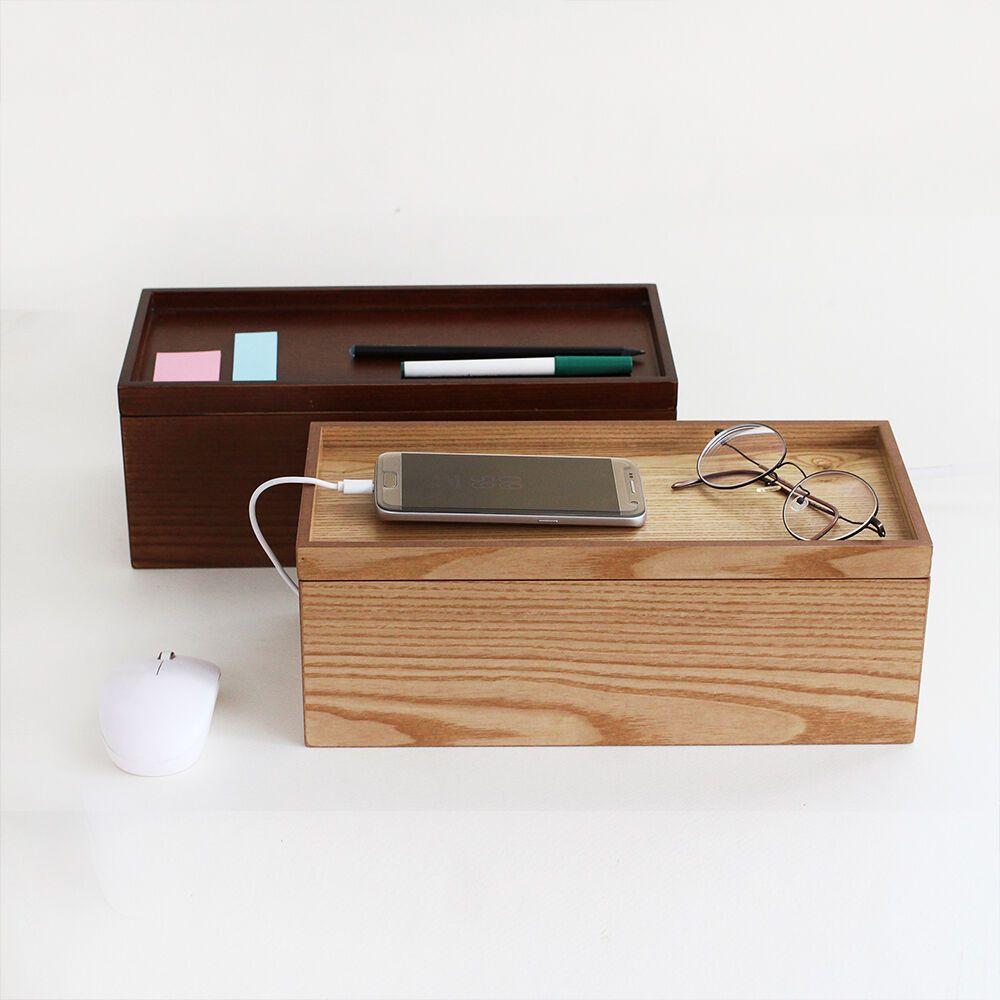 원목 멀티탭 정리함 콘센트  보관함 2컬러