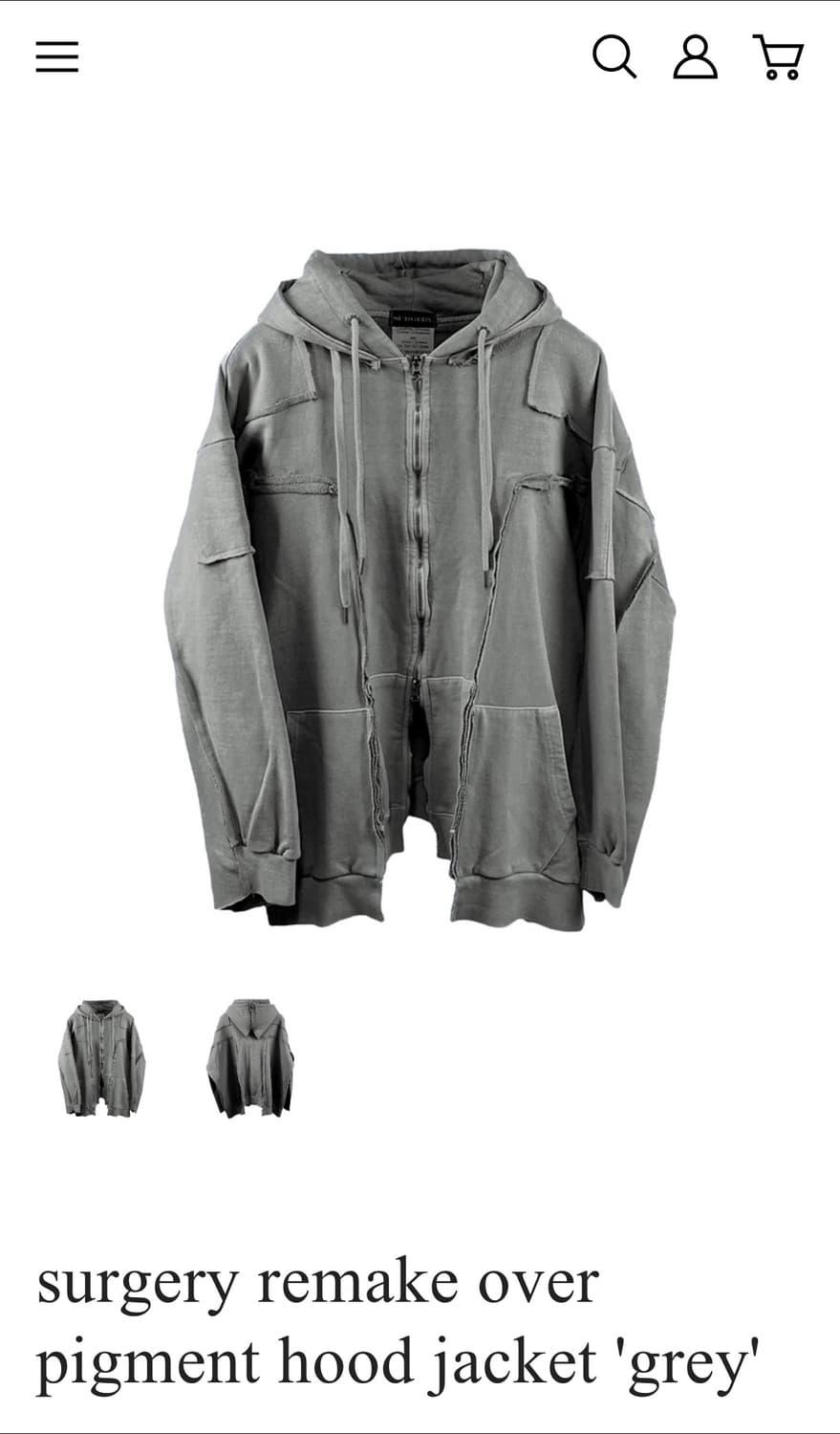 [os] 써저리 리메이크 오버 후드집업 자켓 그레이 | 후루츠패밀리