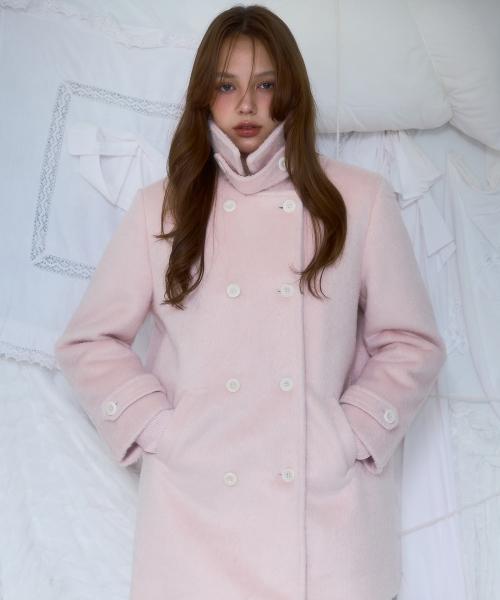Two-button Wool Half Coat [Pink]