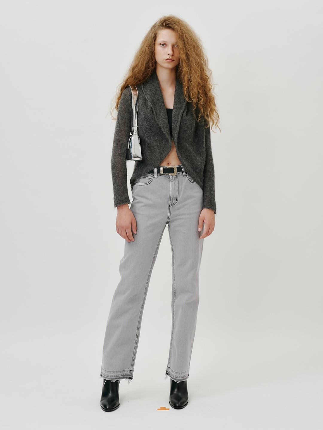 warm grey semi wide jeans - SW004