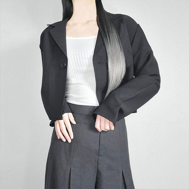 {국내제작 /가격실화?} 크롭 원버튼 자켓 봄 여름 블랙 베이지 베이지색 힙한 스테디 데일리 꾸안꾸 크롭 숏기장 버튼 비지니스 캐주얼 비캐 자켓 아우터 마이 블레이져 교복템 정장_쭈꼬바