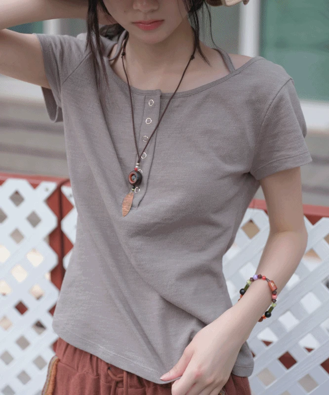 더비 홀터 반팔 티셔츠 3color