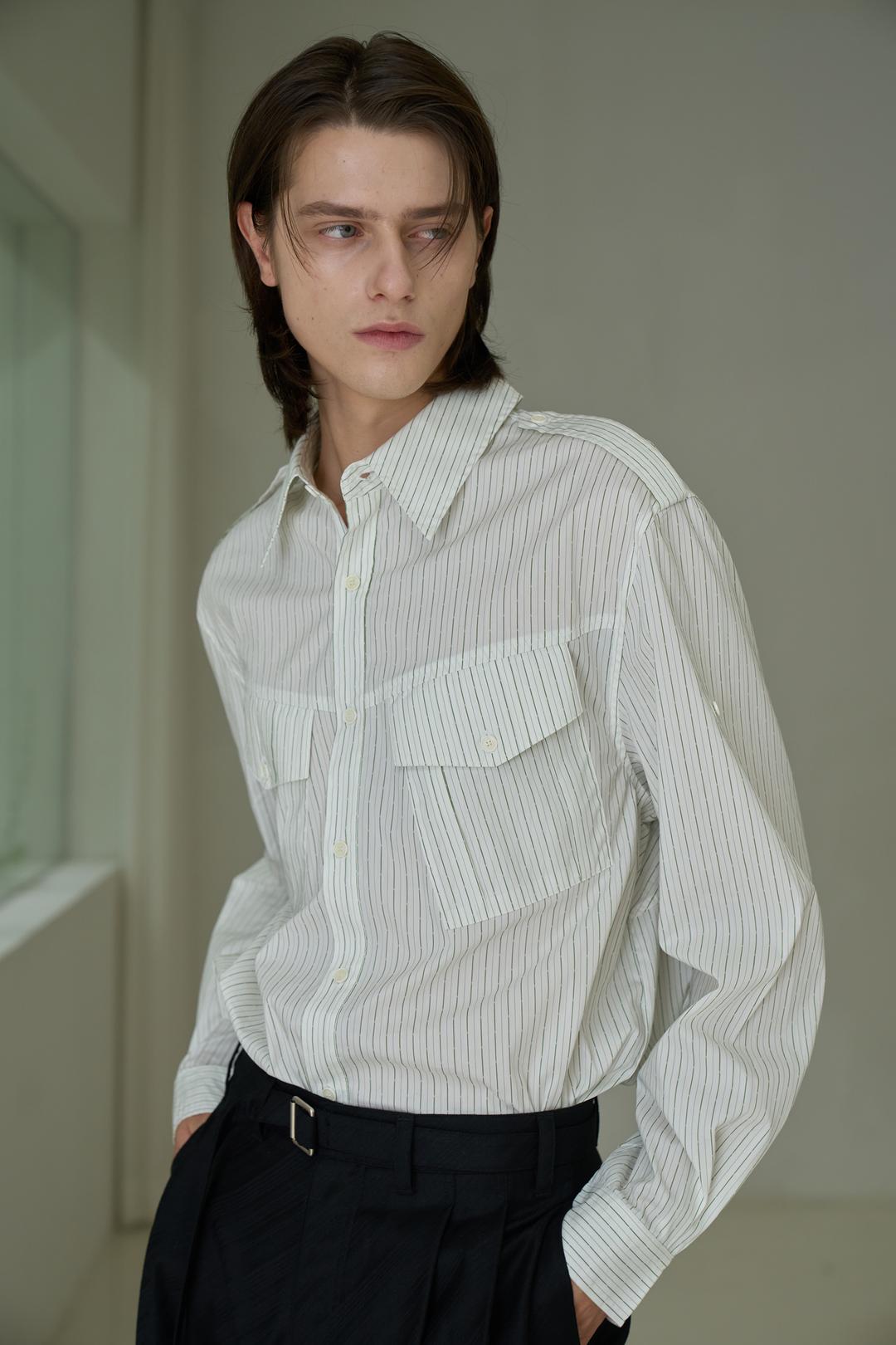 Maestro Stripe Shirts (Epaulet ver) - Green