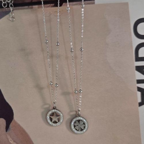 클로버 큐빅 별 볼체인 목걸이 써지컬스틸 팬던트 우정 포인트