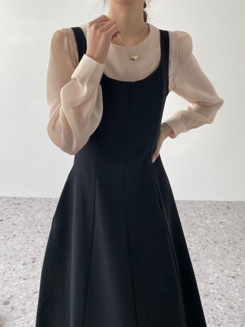 클루이가넷 (L사이즈추가/자체제작)민소매 레이어드 길이조절 뷔스티에 롱원피스 하객룩 몸매보정 겨울 여름