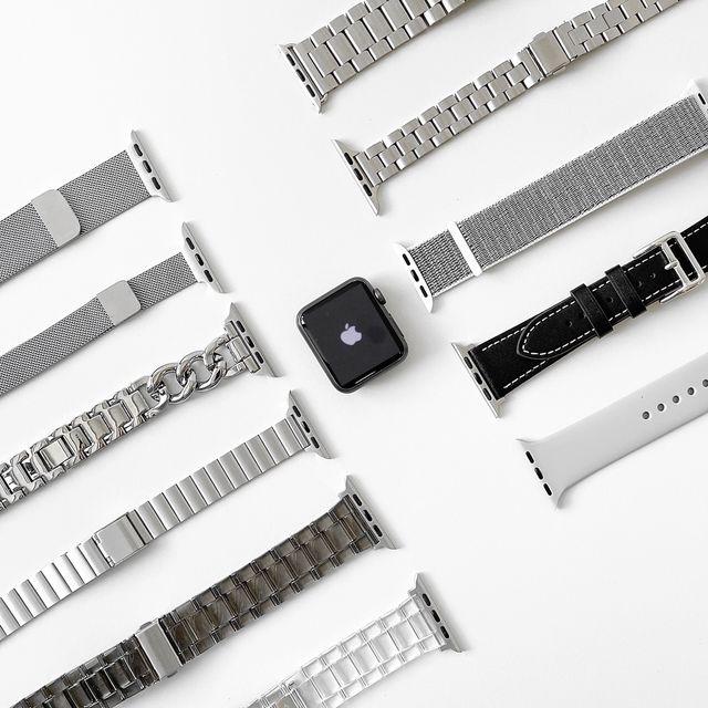 [당일출고/필름증정] 애플워치 20종 스트랩 메탈 실리콘 슬림 스티치 가죽 디버클 밀레니즈루프 스포츠 브레이슬릿 체인 시계줄 밴드 에토프 줄질  SE 7 6 5 4 3 2 1
