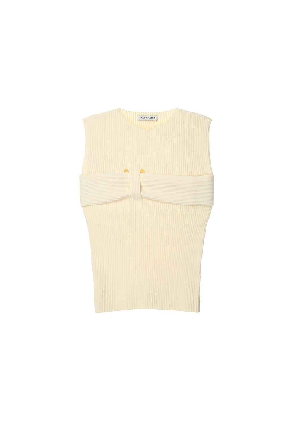 Plaid Knit Sleeveless, Ivory