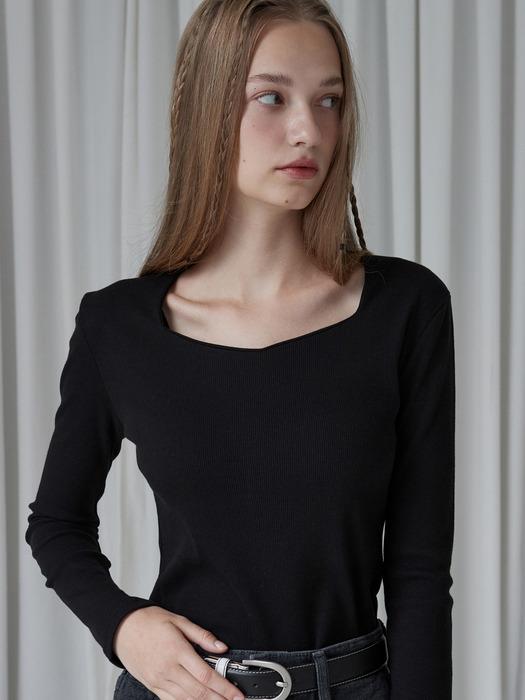 밸런스 골지 슬릿 티셔츠 블랙 iuw1365