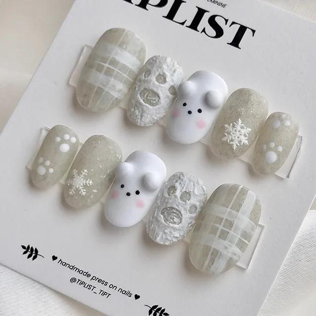 [✨겨울 완소템✨] 강아지 체크 수제네일팁