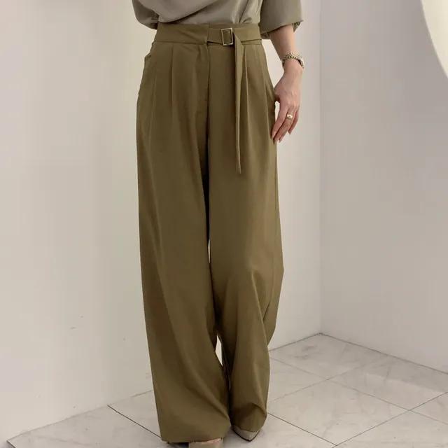 [S,M,L사이즈]✨르페 버클 벨트 핀턱 와이드 정장바지 하객룩 롱 슬랙스 3color