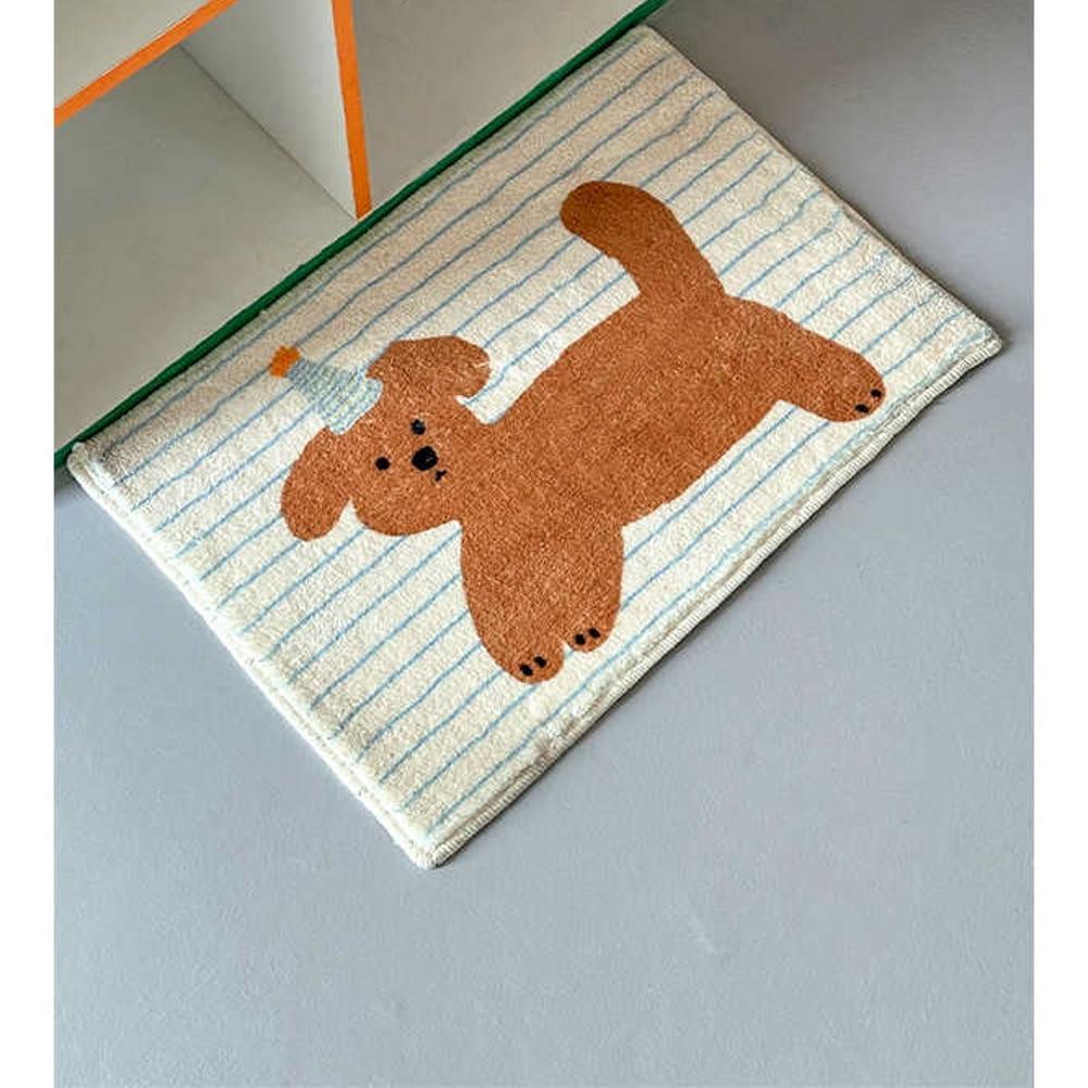 러블리 퍼피 스트라이프 발매트 귀여운 현관 욕실 주방 침실 포인트 러그