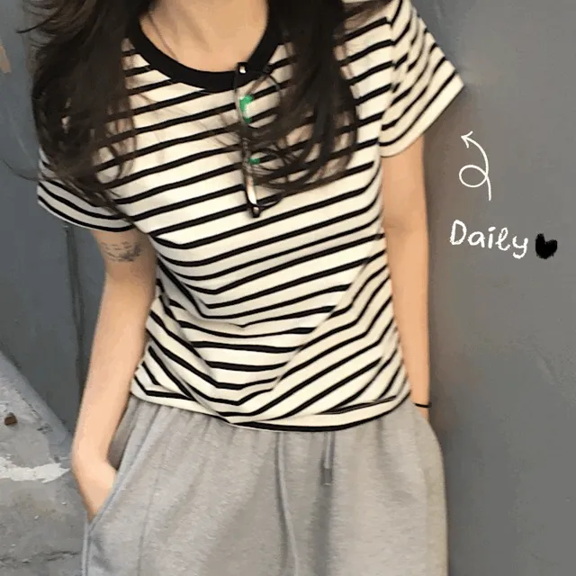 [말라핏/데일리필수템!] 쿠앤크 데일리 고퀄 단가라 스트라이프 반팔티 - 3color