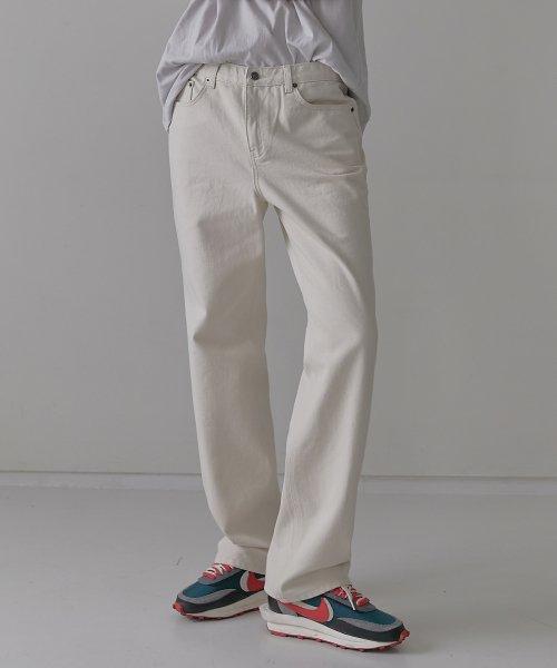 [CONA 1064] 노멀 커버밴드 와이드 루즈 데님 팬츠 (크림)
