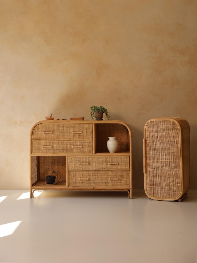 루시 라탄 와이드 서랍장