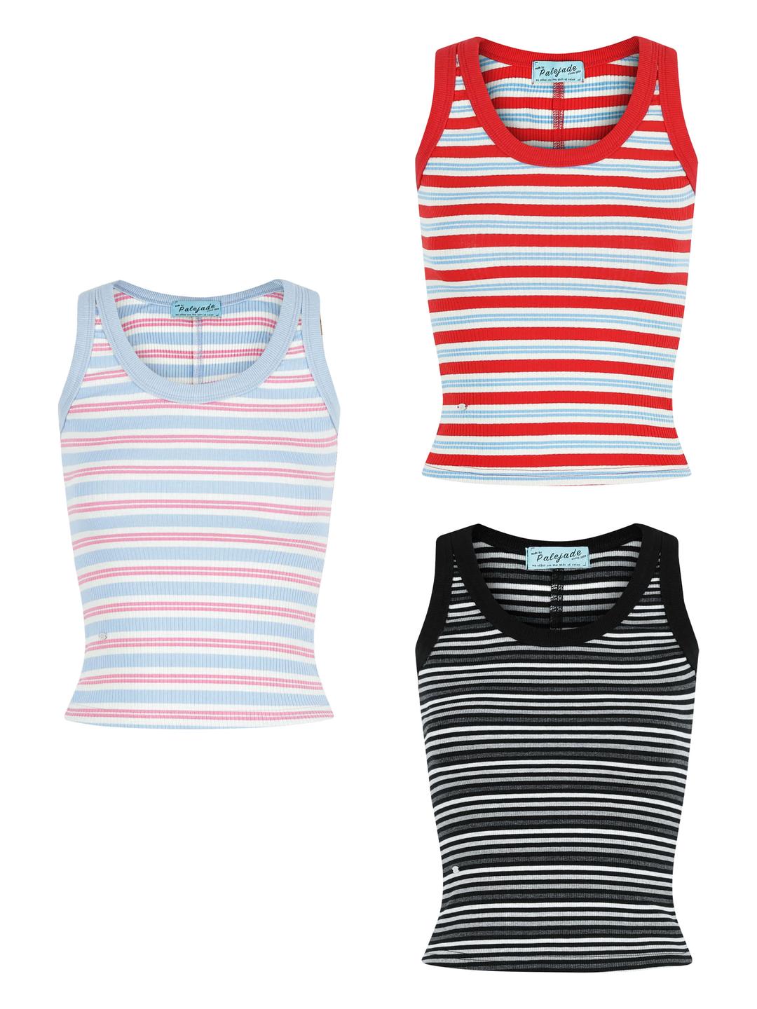 Point U-Neck Stripe Tank
