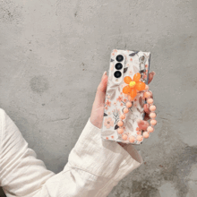 [[ 스트랩 세트 ]] 오렌지 블라썸 홀로그램씰 케이스 ( 갤럭시 Z폴드 4 3 2 )