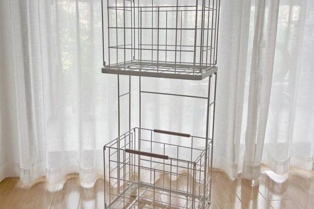 스텐 스틸 2단 빨래 세탁 바구니 빨래통 이동식 분리 보관함