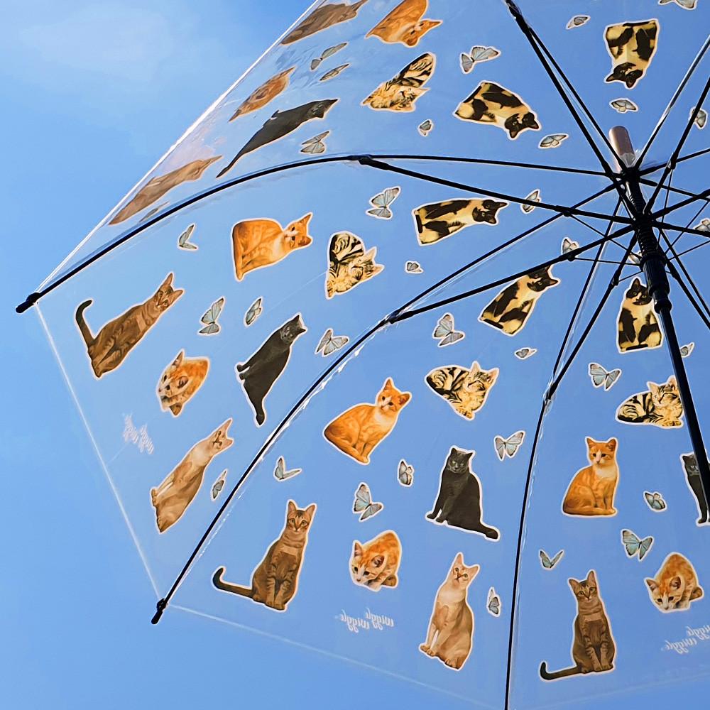 귀여운 캐릭터 투명우산 패턴 디자인 비닐우산 - 고양이