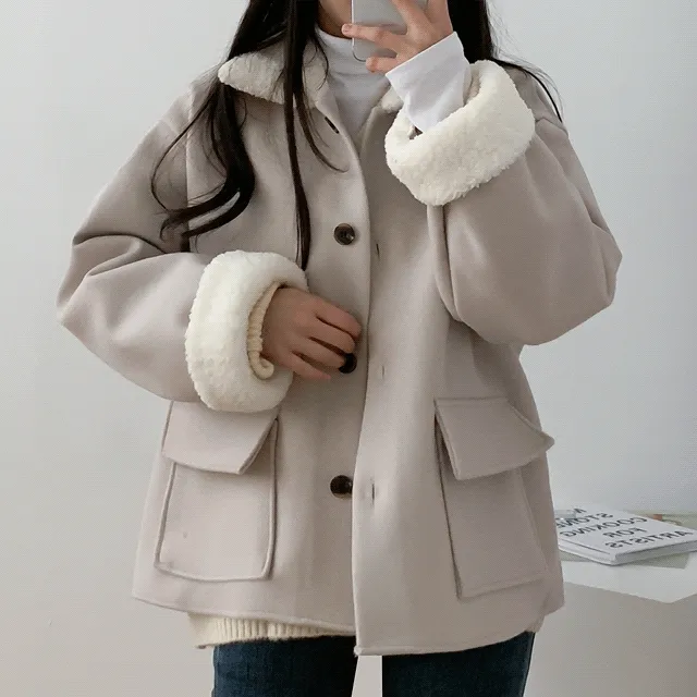 몽구양털 숏자켓