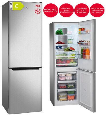 Amica Kühl-Gefrierkombination NoFrost 231L Silber EEK C Tür-offen-Alarm  | eBay
