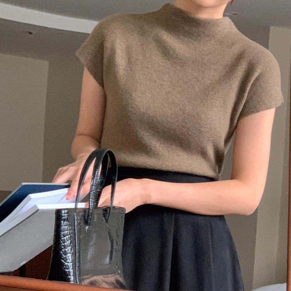 온텀 캐시미어 반목 반팔 니트 6col 코디 도매택니트